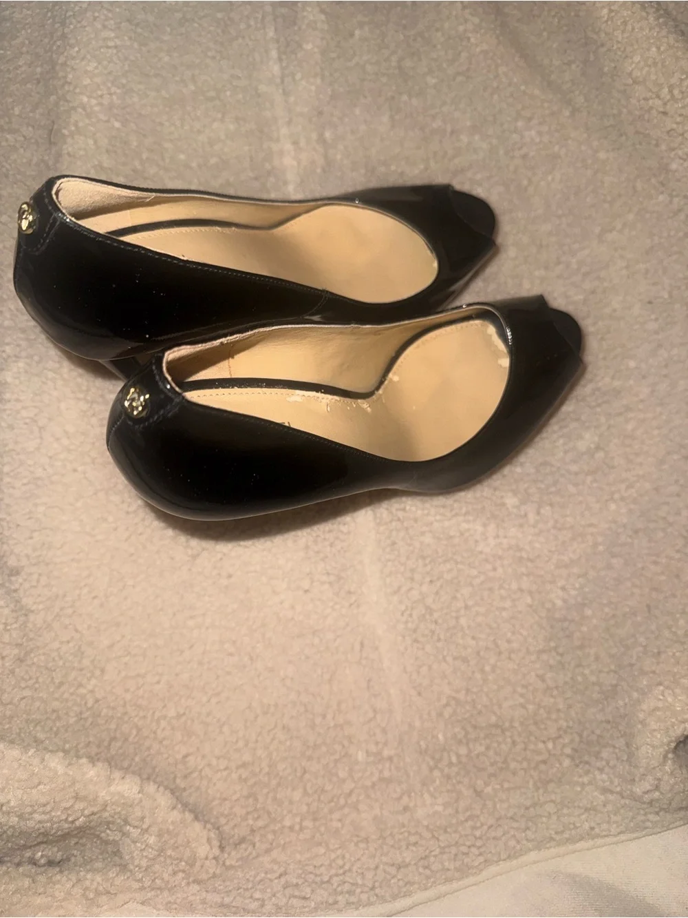 Michael Kors Black Patent Peep-Toe Heels